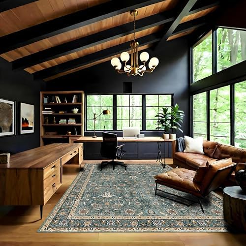 Living Room 9x12 Area Rug Washable,Vintage Non-Slip Bedroom Rugs - Image 4