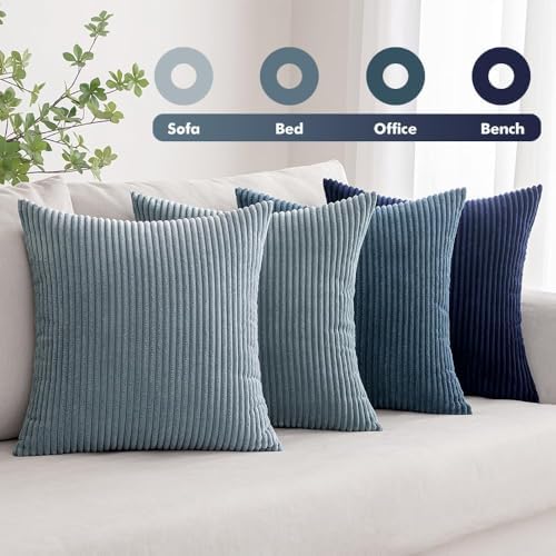 MIULEE Soft Corduroy Decorative Throw Pillow Covers Blue Navy Series 24x24 - Image 5