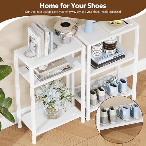 Heybly Small Narrow Side Table for Small Space, Thin Bedside TableHET006WT1 - Image 4