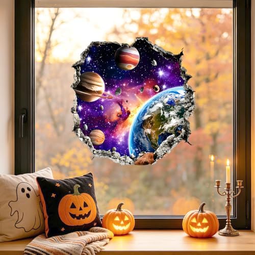 Space Wall Decals Peel and Stick, Galaxy Planet Solar System Wall Stickers, Removable Vinyl Outer Space Wall Decor, Kids Bedroom Nursery Classroom Wall Art, Astronaut Room Theme Home Decorations - Image 3