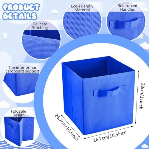 Yinder 12 Pcs Cube Storage Bin Rainbow 10.5''x10.5''x11'' Storage Cubes - Image 2