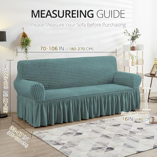 NICEEC Sofa Covers Sage Couch Cover Stretch Sofa Slipcovers with Skirt - Image 6