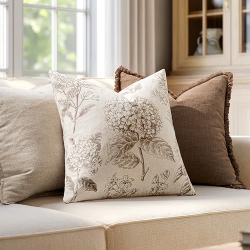 Set of 2 Decorative Floral Pillow Covers 18x18 Inch Light Brown - Image 3