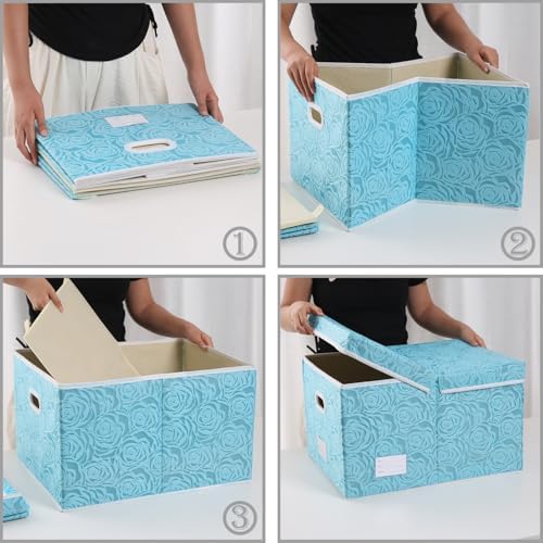 PRANDOM Jumbo Collapsible Storage Cubes with Lids Fabric Decorative Storage Bins Boxes Organizer Baskets with Cover Handles for Bedroom Closet Living Room 23.2x15.7x11.8 Inch 3 Pack - Image 6
