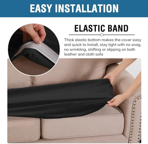 H.VERSAILTEX Velvet Stretch Individual Couch Cushion Cover Plush Slipcover for Loveseat Sofa Furniture Protector Seat Cover (1 Piece Loveseat Cushion Cover, Black) - Image 4