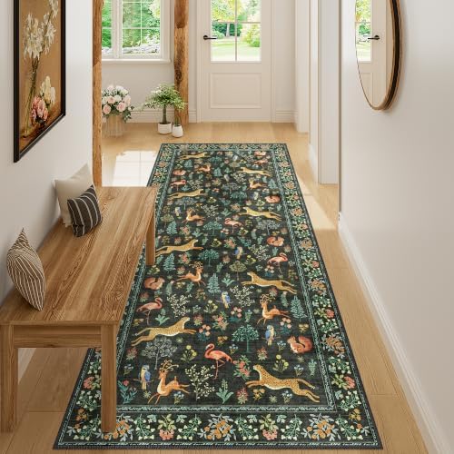 DUKINO 3x7 Hallway Runner Rug, Non Slip Animal Kitchen Runner Rug, Black by DUKINO