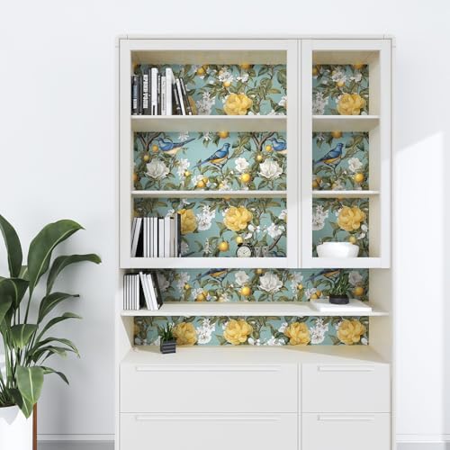 Danodoi Green Vintage Lemon Bird Peel and Stick Wallpaper 17.5" x 118" | Waterproof Vinyl Self Adhesive Removable Renter Friendly Floral Contact Paper - Image 4