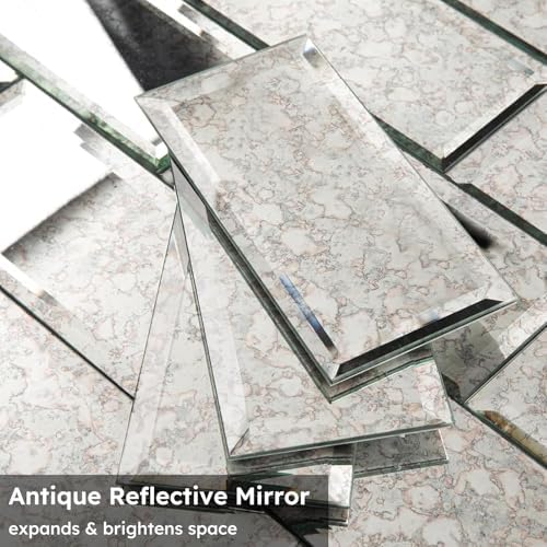 Diflart Peel and Stick Mirror Backsplash, Antique, 3x6 Inch, Beveled Mirror Subway Kitchen Bar Wall Tile (5 Sq.ft, 40 Pcs) - Image 6