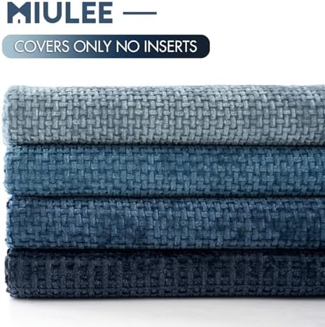 MIULEE Soft Decorative Chenille Pillow Covers Blue Series 16x16 Pack of 4 - Image 6