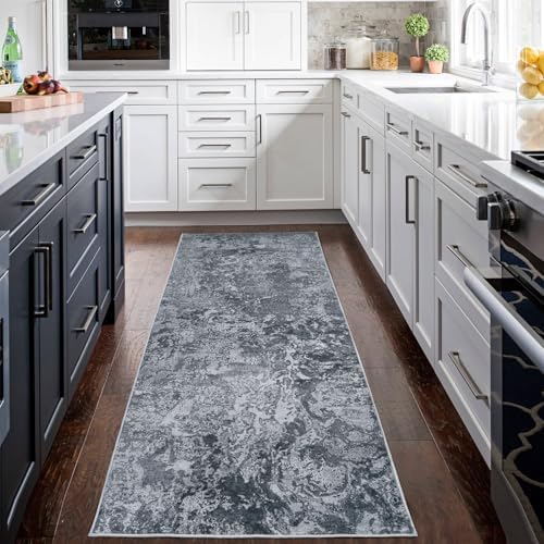 Aelenmu Runner Rugs for Hallways Kitchen 2.6x8 Non Slip Washable Black - Image 3