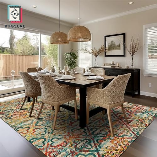RUGSURE Washable Area Rugs, 5' x 7' - 1/6 Thick - Stain & Water Resistant Non-Slip - Perfect Resistant Rug for Living Room, Bedroom, Nursery, Pet & Child Friendly, Vibrant Colors Rugs, Multicolor - Image 4