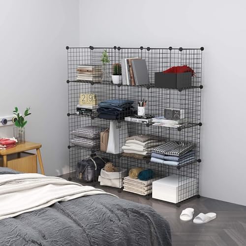 C&AHOME Wire Cube Storage, 16 Cubes Organizer Metal C Grids Storage, Black - Image 4