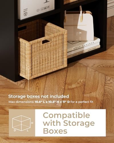 GTPLAYER 8-Cube Storage Organizer Shelf – Fits 11" Bins, 2×4 Design, Vertical or Horizontal Use, Partial Back Panels, for Living Room, Media Console, Hallway, Black - Image 3
