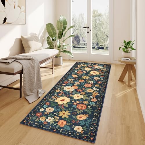 DUKINO 2x10 Runner Rug, Washable Kitchen Runner Rug Non Slip, Navy Blue - Image 6