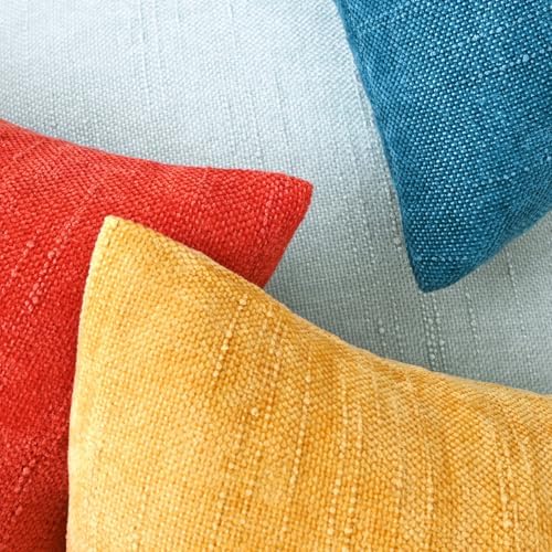 Set of 4 Soft Textured Decorative Throw Pillow Covers 18x18 Inch Cozy Farmhouse Cushion Cover Square Accent Pillow Cases for Bed Couch Sofa Living Room, Mustard Yellow - Image 5