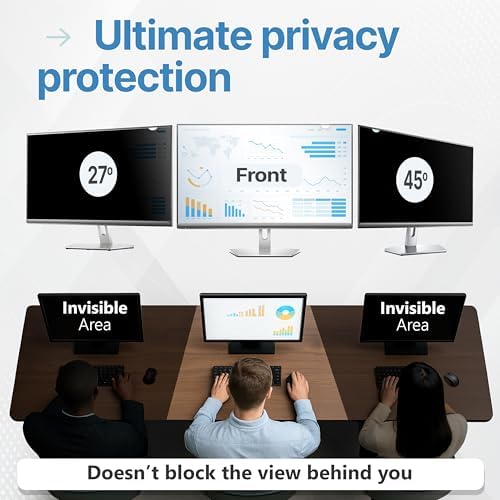 VINTEZ [2 Pack] 22 Inch 16:9 Privacy Screen for Computer Monitor and Laptop - Anti Glare Protector Film Blue Light Filter Eye Protection - Computer Screen Privacy Shield - Image 2