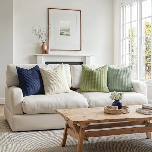 MIULEE Farmhouse Decorative Pillow Covers 20x20 Inch Set of 4 Muted Teal - Image 6