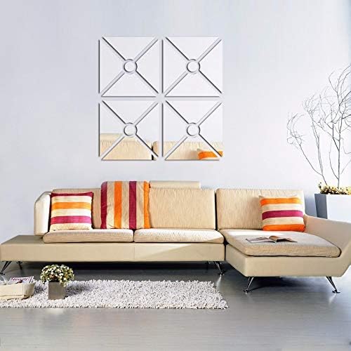 3D Mirror Wall Stickers, Acrylic Square Geometric Pattern DIY Art Decals, Self Adhesive Mirror Plastic Wall Sheet Tiles Home Decoration for Living Room Bedroom Stair Wall Decor (Triangle- 8pcs) - Image 7