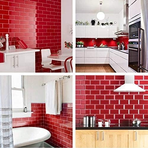 STICKGOO Peel and Stick Subway Tile, Stick on Tiles Backsplash for Kitchen & Bathroom in Red (Pack of 10, Thicker Design) - Image 6
