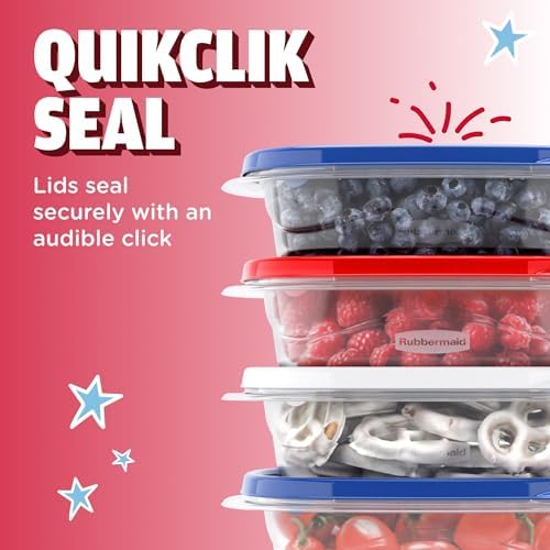 Rubbermaid TakeAlongs Special-Edition Americana 13-Piece Set of Food Storage Containers with Lids, Including Two Pitchers and Ice Tray, QuikClik Seal, BPA-Free - Image 3