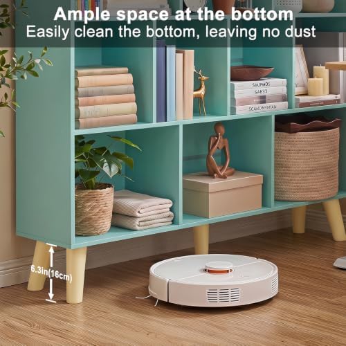 YAHARBO 10 Cube Bookshelf,3 Tier Bookcase with Legs,Green Mid-Century Modern Bookshelves,Large Free Standing Open Storage Organizer Shelf,Tall Wooden Book Case Furniture for Bedroom,Living Room,Office - Image 6