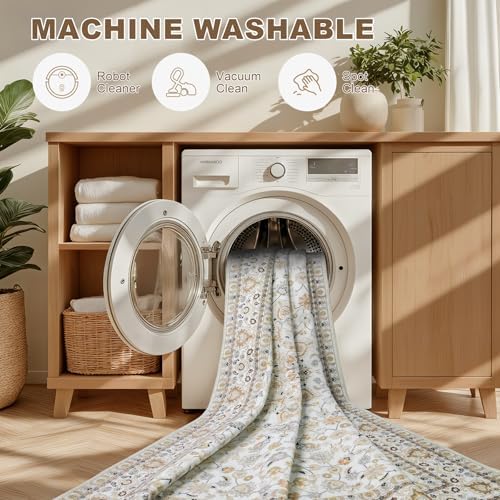 10x14 Area Rugs Living Room: Washable Vintage Rug for Bedroom Beige - Image 6
