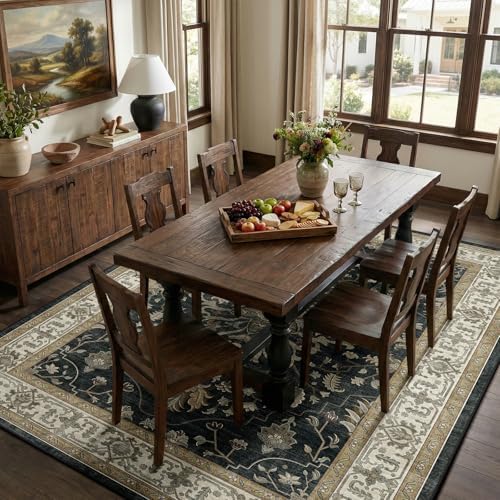 RELEANY Washable Area Rug, 8'x10', Black/Vintage/Beige - Image 3
