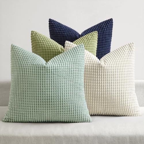 MIULEE Farmhouse Decorative Pillow Covers 20x20 Inch Set of 4 Muted Teal by MIULEE