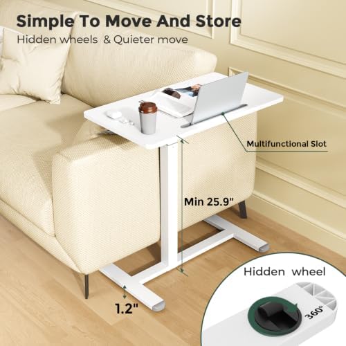 Gibbon Mounts 28” Rolling Mobile Standing Desk, Bedside Table with Wheels - Image 4