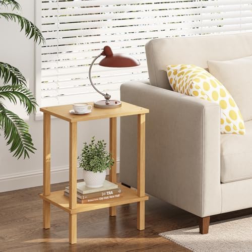 TUTOTAK End Table, Set of 2, Side Table, Nightstand, 2-Tier Storage Shelf - Image 2
