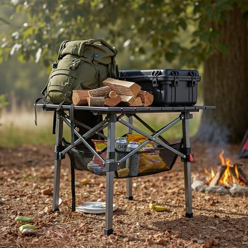 Folding Camping Table, Portable Lightweight Beach Tables for Sand Foldable, Aluminum Roll-up Folding Square Table for Outdoor Camping, Picnic, Card, Travel - Image 2