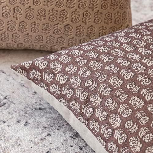 Foindtower Decorative Floral Print Throw Pillow Covers 20×20 Inch,Wine Red - Image 3