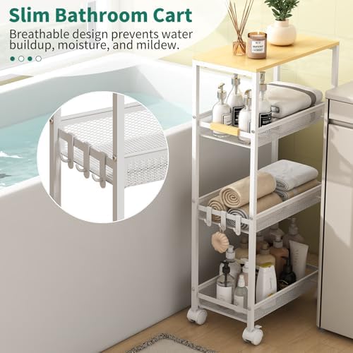4-Tier Slim Utility Rolling Laundry Cart with Wheels, Easy to Assemble - Image 4