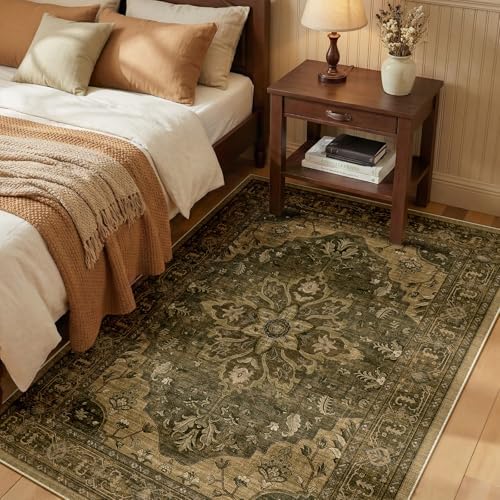 RELEANY Washable Area Rug, 3'x5', Brown/Dark Brown by RELEANY