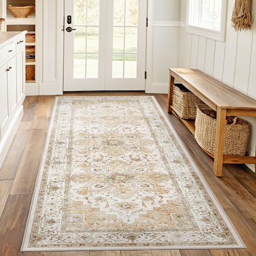 AMADA HOMEFURNISHING 2x6 Washable Runner Rug, Low-Profile Kitchen Rugs with Non-Slip Backing & Durable Edge Binding, Vintage Entryway Runner Rug for Bedroom & Hallway by AMADAHOMEFURNISHING