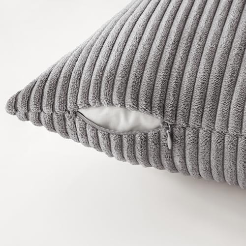 MIULEE Soft Corduroy Decorative Throw Pillow Covers Neutral Grey 20x20 - Image 6
