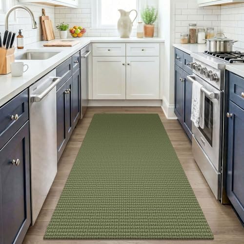KOZYFLY Washable 3x4 Entry Area Rug, Braided Throw Rugs for Entryway, Non Slip Door Mat Indoor Outdoor Entrance, Front Porch Foyer Carpet for Kitchen, mudroom, Bathroom, Olive Green/Earthy Green - Image 3