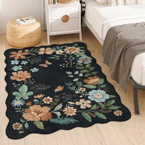 Lahome Floral Washable Rugs for Bedroom Entryway, 4X6 Living Room Rug - Image 3