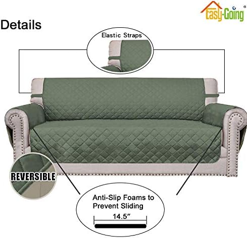 Easy-Going Reversible Couch Cover, 3 Cushion Sofa, Greyish Green/Beige - Image 3