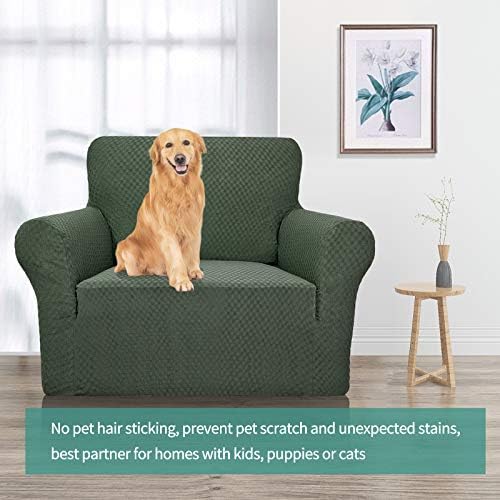 YEMYHOM Couch Cover Latest Jacquard Design High Stretch Sofa Chair Covers for Living Room, Pet Dog Cat Proof Armchair Slipcover Non Slip Magic Elastic Furniture Protector (Small, Army Green) - Image 2