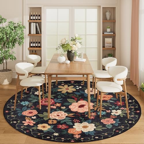 DUKINO 6ft Round Rug, Soft Washable Circle Rug for Bedroom Non Slip, Black - Image 4
