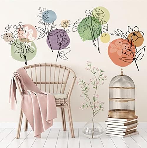 Runtoo Boho Modern Abstract Wall Art Decals Simple Plant Flower Color Wall Stickers Living Room Nursery Kids Bedroom Wall Decor - Image 2