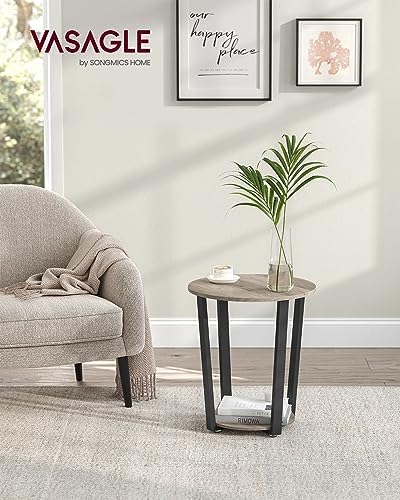 VASAGLE Round Side End Table, 2-Tier Accent Nightstand with Storage Shelf - Image 2