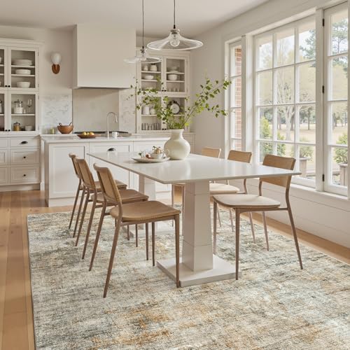 Soalmost Abstract Area Rug 6x9 for Living Room Washable Rugs Orange/Brown - Image 2