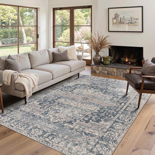 Rugxara Blue 4x6 Area Rug Washable Rug for Living Room Bedroom Office - Image 3