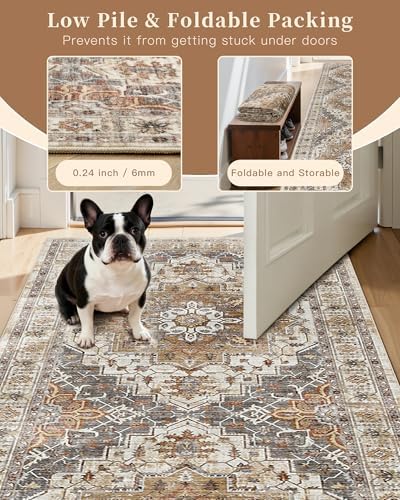 Madane 8x10 Area Rugs for Living Room, Non-Slip Washable Rug, Turmeric/Grey - Image 6