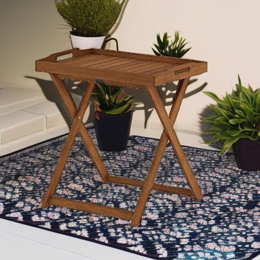 Furinno TIOMAN Outdoor Patio Tray Table, Natural - Image 2