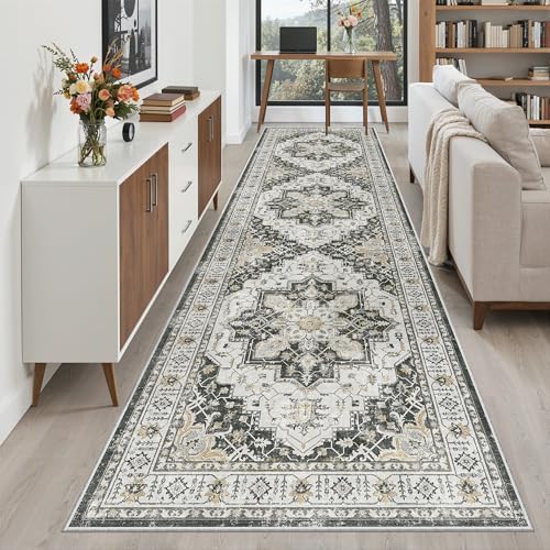Madane Hallway Runner Rug 3x10 Washable Kitchen Runners 10ft, Black - Image 3
