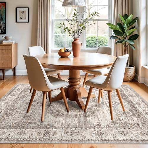 Washable Area Rugs 5x6 Entryway: Soft Ultra Thin Low Pile Mat Machine Washable Indoor Doormat Lightweight Entry Rug Anti Slip Backing Rugs for Living Room Bedroom Kitchen 5'x6' Beige - Image 4