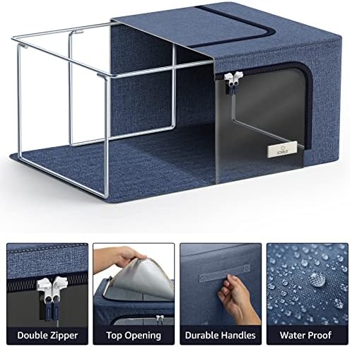 Sorbus Clothes Storage Bins, Clear Window & Handles (4 Pack, Blue) - Image 5